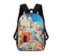 sinyumoney Santorini Sac À Dos, Cartable Imprimé En 3D, Sac À Goûter, Sac À Dos De Voyage, Sac À Dos Entre Amis, Sac À Dos Scolaire Pour Filles Et Garçons 17inch