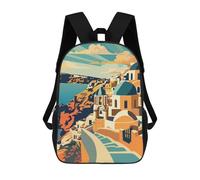 sinyumoney Santorini Sunset Sac À Dos Scolaire Enfant Tendance Et Décontracté, Sac À Dos Imprimé En 3D Pour Garçon, Grand Sac À Dos 17inch