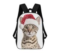 sinyumoney Savannah Cat Wearing A Santa Hat Sac À Dos Scolaire Imprimé En 3D Pour Enfants, Sac À Dos Garçon/fille, Sac De Voyage Pour Enfants 17inch
