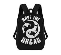 sinyumoney Save The Orcas Orca Killer Sac À Dos Enfant Tendance Et Amusant, Sac À Dos Pour Garçons Et Adolescents, Sac D'école Imprimé En 3D Pour Garçons 17inch