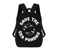 sinyumoney Save The Sea Pandas Orcas Sacs À Dos Pour Enfants, Cartables Imprimés En 3D, Sacs À Dos Pour Élèves Du Primaire Et Du Collège (garçons Et Filles) 17inch