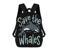 sinyumoney Save The Whales Orca Kille Sac À Dos Scolaire Enfant Tendance Et Décontracté, Sac À Dos Imprimé En 3D Pour Garçon, Grand Sac À Dos 17inch