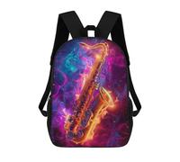 sinyumoney Saxophone Music Fire Art Sac À Dos Enfant, Sac D'école, Sac À Dos Imprimé 3D Avec Motif De Dessin Animé, Grande Capacité, Pour Garçons Et Filles 17inch