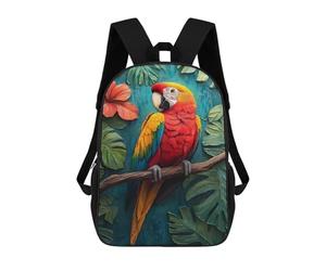 sinyumoney Scarlet Macaw in Tropical Paradise Sacs À Dos Scolaires Pour Enfants, Sac D'école Imprimé En 3D Pour Garçons, Élèves Du Primaire Et Du Collège 17inch
