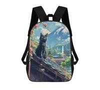 sinyumoney Scenery Cat at Fuji Mount Sac À Dos Scolaire Pour Filles Et Garçons, Sac À Dos Avec Poche, Sac À Dos Tendance Pour Enfants 17inch