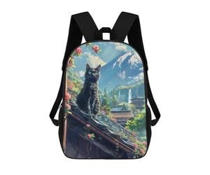 sinyumoney Scenery Cat at Fuji Mount Sac À Dos Scolaire Pour Filles Et Garçons, Sac À Dos Avec Poche, Sac À Dos Tendance Pour Enfants 17inch