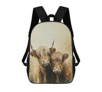 sinyumoney Scottish Highland Cow Art Print Sac À Dos Enfant, Sac D'école, Sac À Dos Imprimé 3D Avec Motif De Dessin Animé, Grande Capacité, Pour Garçons Et Filles 17inch