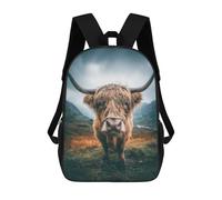 sinyumoney Scottish Highland Cow Portrait Sacs À Dos Pour Enfants 17inch Sac À Dos Scolaire, Sac D'école Imprimé En 3D Pour Garçons, Élèves Du Primaire Et Du Collège