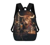 sinyumoney Scottish Highland Cow Sac À Dos Scolaire Enfant Tendance Et Décontracté, Sac À Dos Imprimé En 3D Pour Garçon, Grand Sac À Dos 17inch