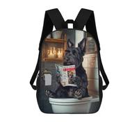 sinyumoney Scottish Terrier on The Toilet Sac À Dos Scolaire Pour Enfants Imprimé En 3D, Idéal Pour Les Voyages Et Les Lectures, Pour Les Garçons Et Les Élèves Du Primaire 17inch