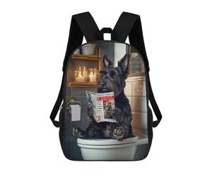 sinyumoney Scottish Terrier on The Toilet Sac À Dos Scolaire Pour Enfants Imprimé En 3D, Idéal Pour Les Voyages Et Les Lectures, Pour Les Garçons Et Les Élèves Du Primaire 17inch