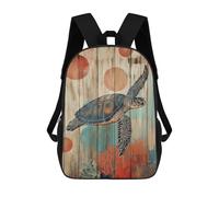 sinyumoney Sea Turtle on Wood Panel Art Turtle Wall Art Sac À Dos Enfant Tendance Et Amusant, Sac À Dos Pour Garçons Et Adolescents, Sac D'école Imprimé En 3D Pour Garçons 17inch