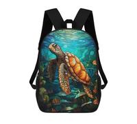 sinyumoney Sea Turtle Stained Glass Sacs À Dos Pour Enfants, Sac À Dos Scolaire, Sac À Dos Imprimé En 3D Pour Enfants, Sac À Dos De Voyage, Sac À Livres, Sac D'école Pour Enfants 17inch