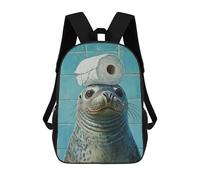 sinyumoney Seal with Toilet Paper on Head-1 Sac À Dos Scolaire Pour Enfants, Imprimé En 3D, Tendance Et Décontracté, Pour Garçons, Élèves Du Primaire Et Du Collège 17inch