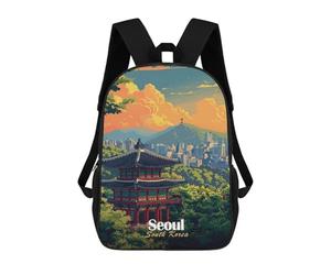 sinyumoney Seoul, South Korea Illustration Sacs À Dos Pour Enfants, Cartables, Sacs À Dos Scolaires Imprimés En 3D, Sacs À Dos De Voyage Tendance Pour Enfants (primaire, Collège) 17inch