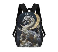 sinyumoney Serene Celestial Dragon Statue Sacs À Dos Pour Enfants, Cartables 3D Personnalisés Pour Garçons Et Filles, Grands Sacs À Dos Scolaires Décontractés 17inch