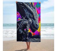 sinyumoney Serviette de Bain absorbante à séchage Rapide, Style Fantasy épique, inspirée de la Bataille de Dragons. Idéale pour la Plage, Le Nettoyage et Le Massage du Corps. Taille Unique.