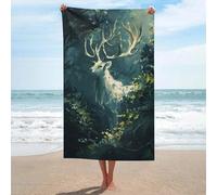 sinyumoney Serviette de Bain « Cerf Blanc dans la Jungle », Ultra Douce, Motif Objectif, idéale pour la Plage, la Piscine, Les Voyages, Le Camping, la Salle de Sport et la Natation, 130 cm x 80 cm