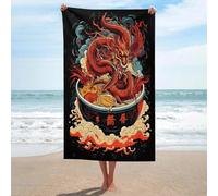 sinyumoney Serviette de Bain Dragon Ramen Japan, séchage Rapide, absorbante, légère, idéale pour la Plage, Le Spa, la Salle de Sport et l'hôtel (130 cm x 80 cm).