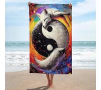 sinyumoney Serviette de Bain Yin Yang Foxes Harmony in Art -1 Serviette de Plage Ultra Douce au Toucher, Motif Goal Design, Indispensable pour la Piscine ou Le Bain, Taille Unique