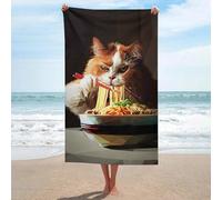 sinyumoney Serviette de Plage Eat Ramen (1 pièce), Extra Large, Ultra-absorbante, séchage Rapide, idéale pour la Plage (130 cm x 80 cm).