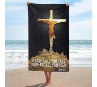 sinyumoney Serviette de Plage Extra Large avec Citation de Jésus-Christ, Ultra Douce, qualité hôtelière, 130 cm x 80 cm