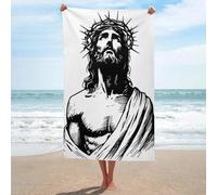 sinyumoney Serviette de Plage Extra Large avec Motif Jésus-Christ couronné d'épines, idéale pour Le Camping et Les Vacances (130 cm x 80 cm). Cadeau Parfait pour Les Vacances.