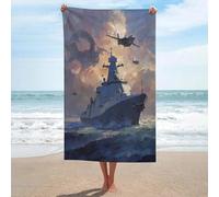 sinyumoney Serviette de Plage Extra Large « Conflit de navires de Guerre et de Dragons » (130 cm x 80 cm) idéale pour Le Camping et Les Vacances