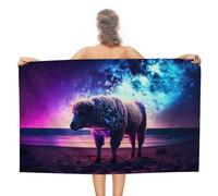 sinyumoney Serviette de Plage Galactic Sheep on The Beach (1 pièce), absorbante, à séchage Rapide et Douce pour Les Peaux sensibles, 130 cm x 80 cm