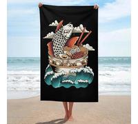 sinyumoney Serviette de Plage Great Ramen Wave (1 pièce), Ultra-absorbante et Douce, idéale pour la Plage (130 cm x 80 cm).