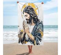 sinyumoney Serviette de Plage illustrant Jésus-Christ en prière, Grande, Douce et Ultra-absorbante, qualité hôtelière, 130 cm x 80 cm