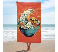sinyumoney Serviette de Plage Japonaise Ramen (1 pièce), séchage Rapide, absorbante et légère, idéale pour la Plage (130 cm x 80 cm).
