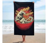 sinyumoney Serviette de Plage Japonaise Ramen (1 pièce), séchage Rapide, absorbante et légère, idéale pour la Plage (130 cm x 80 cm).