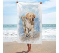 sinyumoney Serviette de Plage Lab on The Beach (1 pièce), Ultra-absorbante et Douce, idéale pour la Plage, Le Bain et la Piscine (130 cm x 80 cm).