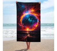 sinyumoney Serviette de Plage Lavable GSM Black Hole on The Beach pour Une Peau Douce, séchage Rapide et résistante, 130 cm x 80 cm