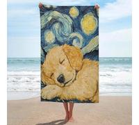 sinyumoney Serviette de Plage Lavable GSM Motif Chiot Golden Retriever, pour Une Peau Douce, séchage Rapide et résistante, 130 cm x 80 cm