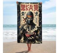 sinyumoney Serviette de Plage/Piscine Grand Format, Motif Ninja Mangeant des Ramen, idéale pour la Maison (130 cm x 80 cm). Parfaite pour la Maison ou Les fêtes.