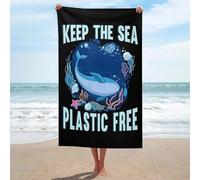 sinyumoney Serviette de Plage Sea Earth sans Plastique, 1 pièce, Douce et Ultra-absorbante, idéale pour Les Voyages, la Piscine et Le Sport (130 cm x 80 cm).