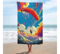 sinyumoney Serviette de Plage/Spa/hôtel Lavable GSM Motif Parapente survolant des Montagnes colorées, absorbante, Taille Unique