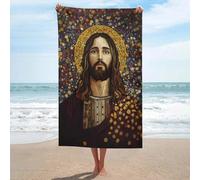 sinyumoney Serviette de Plage Style Gustave, Motif Jésus-Christ, 1 pièce, absorbante, séchage Rapide, 130 cm x 80 cm