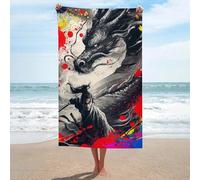 sinyumoney Serviette de Plage Ultra Douce et Grande, Motif Dragon et Guerrier : Une Histoire de batailles Antiques. Idéale pour Le Camping et Les Vacances. Taille Unique.
