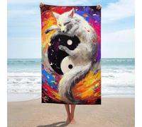sinyumoney Serviette de Plage Ultra Douce Yin Yang Foxes Harmony in Art, Grande Taille, idéale pour Le Camping et Les Vacances. Cadeau Parfait pour Les Vacances. Taille Unique.