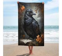 sinyumoney Serviette Lavable The Raven Scholar GSM, absorbante, idéale pour la Salle de Bain, la Plage, Le Spa, la Salle de Sport et l'hôtel (130 cm x 80 cm).