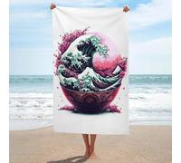 sinyumoney Serviettes de Bain Great Ramen Wave, absorbantes et à séchage Rapide, idéales pour la Plage, Le Spa, la Salle de Sport et l'hôtel (130 cm x 80 cm).