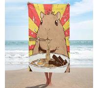 sinyumoney Serviettes de Bain Kawaii Capybara Ramen, surdimensionnées, Ultra-absorbantes, à séchage Rapide, pour la Plage, Le Bain et la Piscine, 130 cm x 80 cm