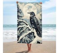 sinyumoney Serviettes de Bain Raven and The Winter Moon, Ultra Douces, Motif Goal Design, idéales pour la Plage, Les Voyages, la Piscine ou Le Bain, 130 cm x 80 cm