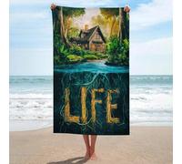 sinyumoney Serviettes de Bain Tree is Life, Anti-Sable, à séchage Rapide, absorbantes et compactes, 130 cm x 80 cm