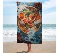 sinyumoney Serviettes de Bain Wave Off Kanagawa Ramen, absorbantes et à séchage Rapide, idéales pour la Plage, Le Spa, la Salle de Sport et l'hôtel (130 cm x 80 cm).
