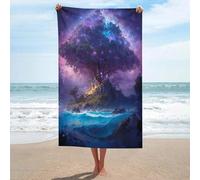 sinyumoney Serviettes de Plage Big Tree on The Island, très Grande, Ultra Douces, qualité hôtelière, 130 cm x 80 cm