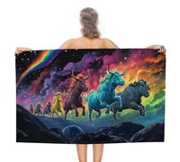 sinyumoney Serviettes de Plage et de Piscine Galactic Bulls A Cosmic Race, Grande Taille, absorbante, à séchage Rapide, 130 cm x 80 cm